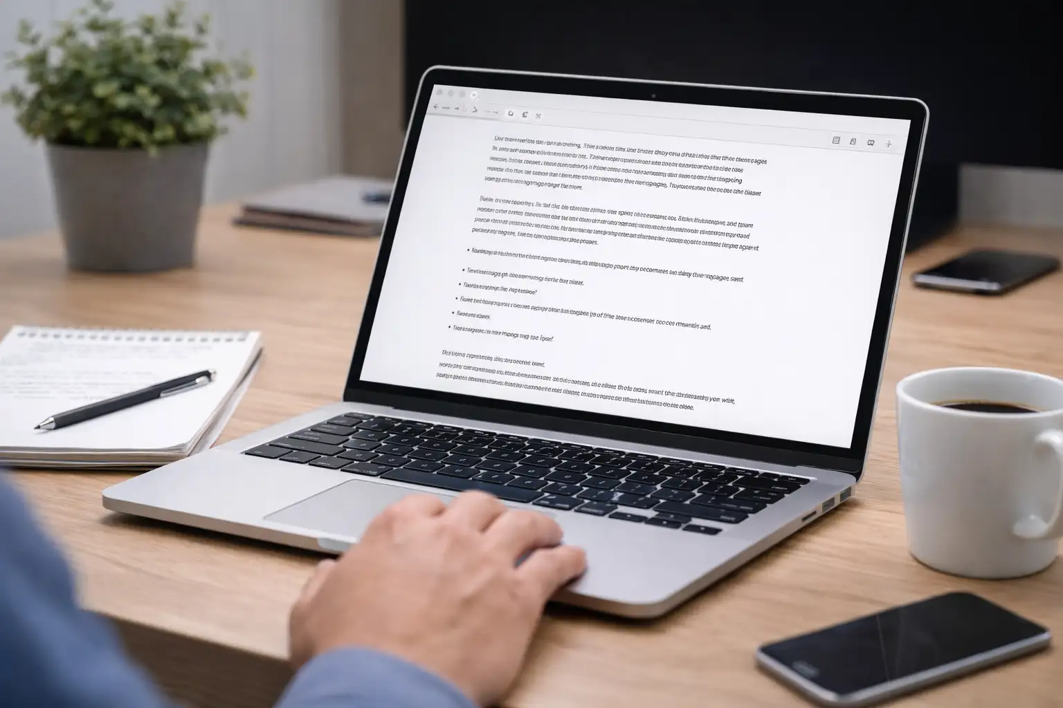 Person arbejder ved en computer.